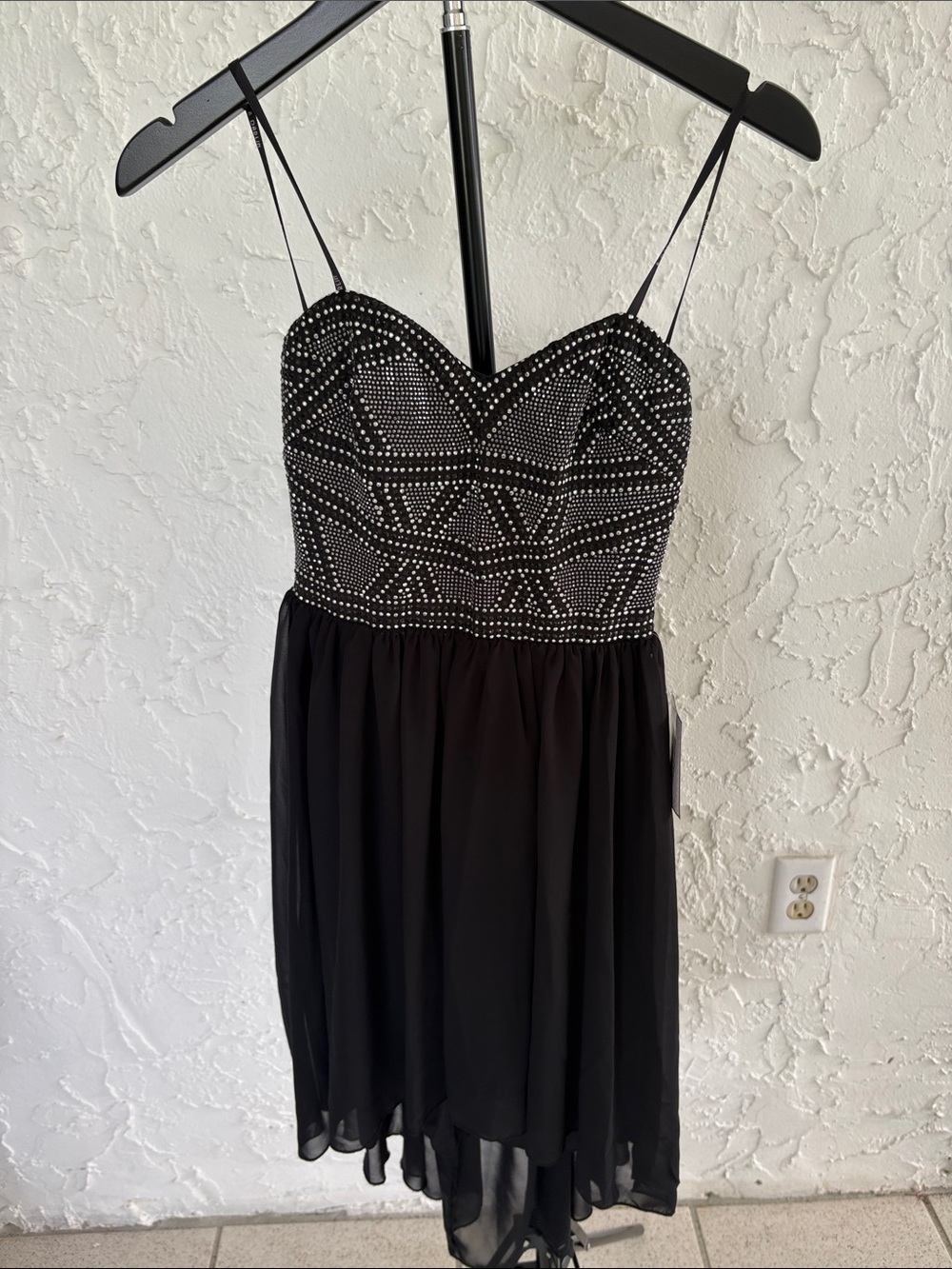 B Darlin Black Beaded Sweetheart Mini Dress- New with Tags